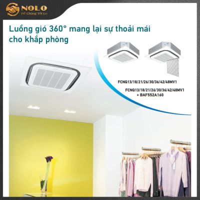 MÁY LẠNH 4 HP CASSETTE ÂM TRẦN DAIKIN ĐA HƯỚNG THỔI TIÊU CHUẨN - NON INVERTER - ĐIỆN ÁP 1 PHA - FCNQ36MV1/RNQ36MY1+BRC2E61 +BYCP125K-W18