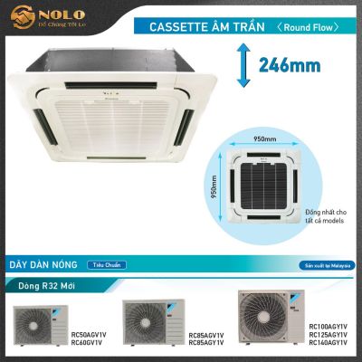 MÁY LẠNH 2.5 HP CASSETTE ÂM TRẦN DAIKIN 8 HƯỚNG THỔI TIÊU CHUẨN - NON INVERTER - ĐIỆN ÁP 1 PHA - FCC60AV1V/RC60AGV1V +BC50FV