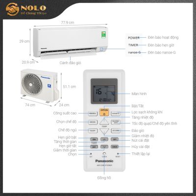 MÁY LẠNH TREO TƯỜNG PANASONIC - KHÔNG INVERTER - 1 HP - ĐIỆN ÁP 1 PHA - CU/CS-N9WKH-8