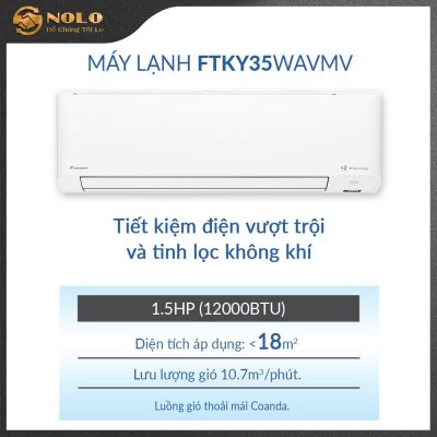 MÁY LẠNH TREO TƯỜNG DAIKIN - 1.5 HP - INVERTER - ĐIỆN ÁP 1 PHA - FTKY35WAVMV/RKY35WAVMV